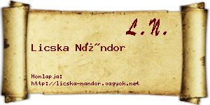 Licska Nándor névjegykártya